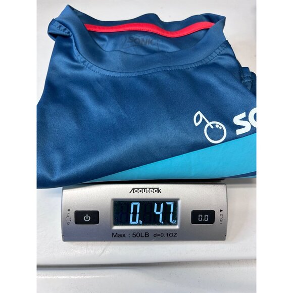 Sonic Mens Blue Graphic T-Shirt With Red Stripes 100% Polyester Size S - Picture 8 of 9